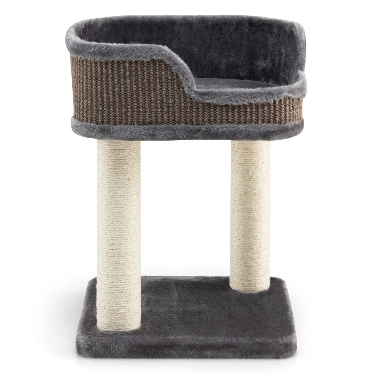 Arbre à Chat Compact avec Perchoir Douillet et Griffoirs - Gris/Beige
