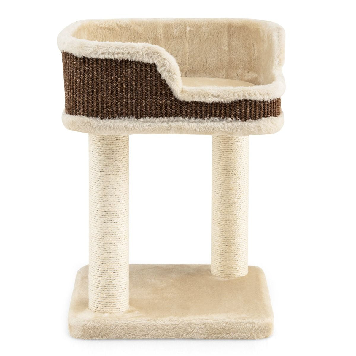 Arbre à Chat Compact avec Perchoir Douillet et Griffoirs - Gris/Beige