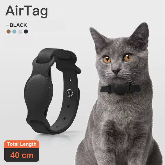 Stylish Leather Adjustable Pet Collar with Airtag Case – Keep Your Dog or Cat Safe and Trackable!