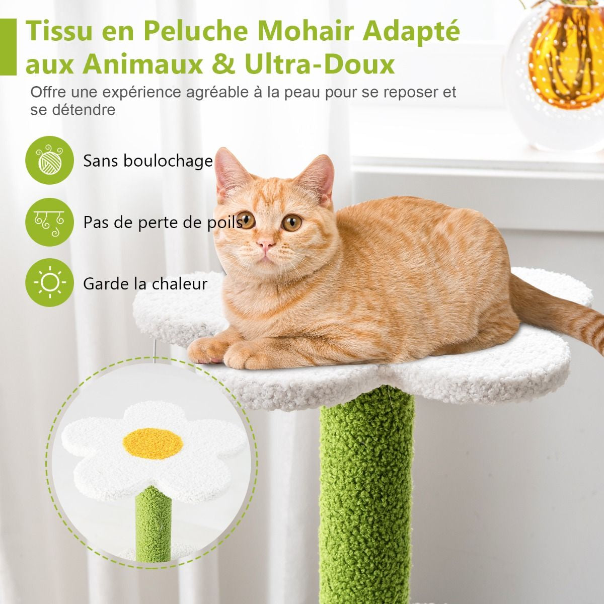 Fleur de Chat : Arbre À Chat 87 CM avec Niche, Griffoirs en Sisal et 5 Niveaux de Jeu avec Boules de Peluche