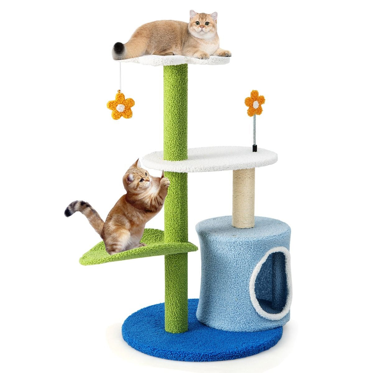 Fleur de Chat : Arbre À Chat 87 CM avec Niche, Griffoirs en Sisal et 5 Niveaux de Jeu avec Boules de Peluche