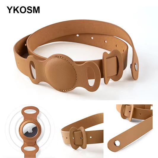 Stylish Leather Adjustable Pet Collar with Airtag Case – Keep Your Dog or Cat Safe and Trackable!